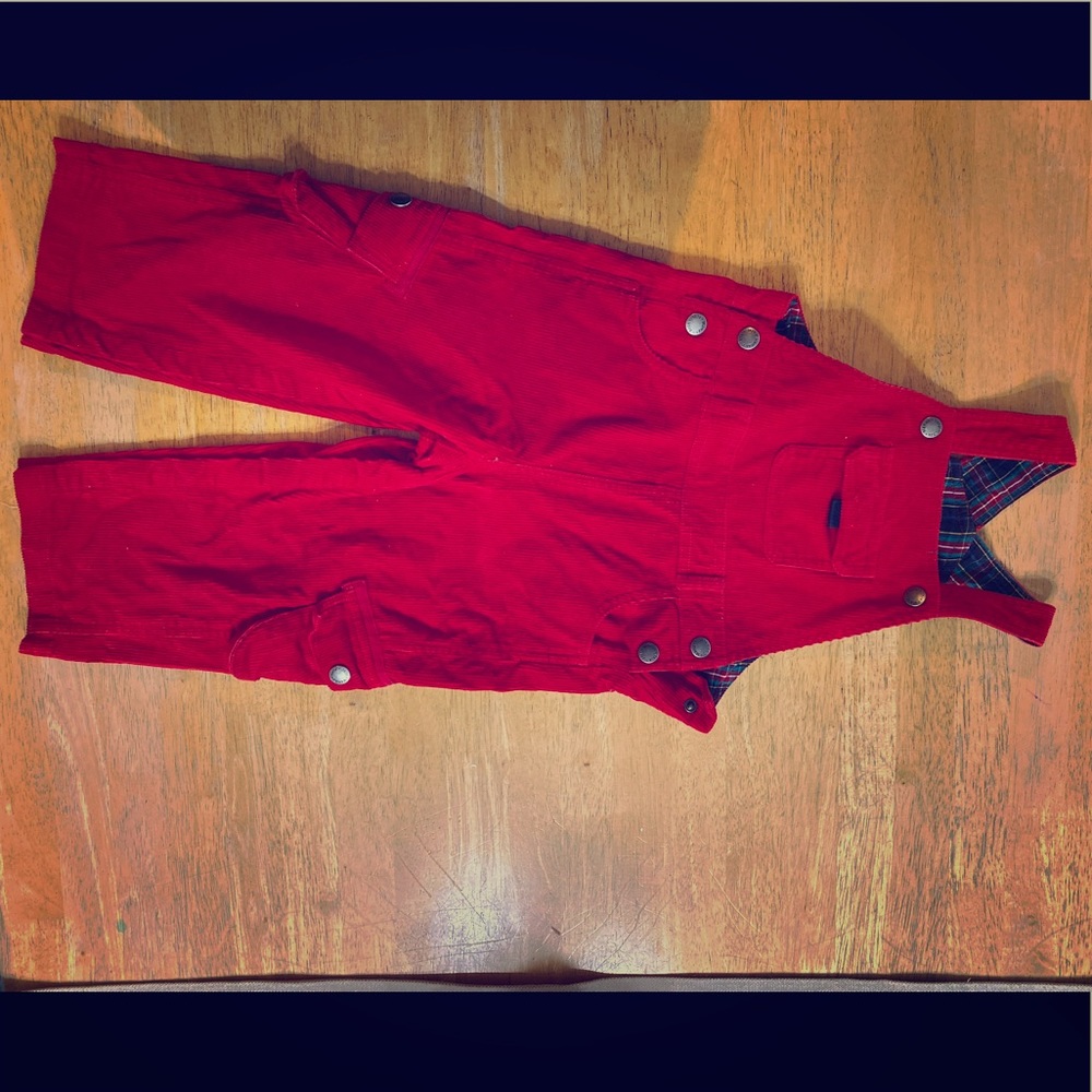 JoJo Maman Bebe red corduroy overalls